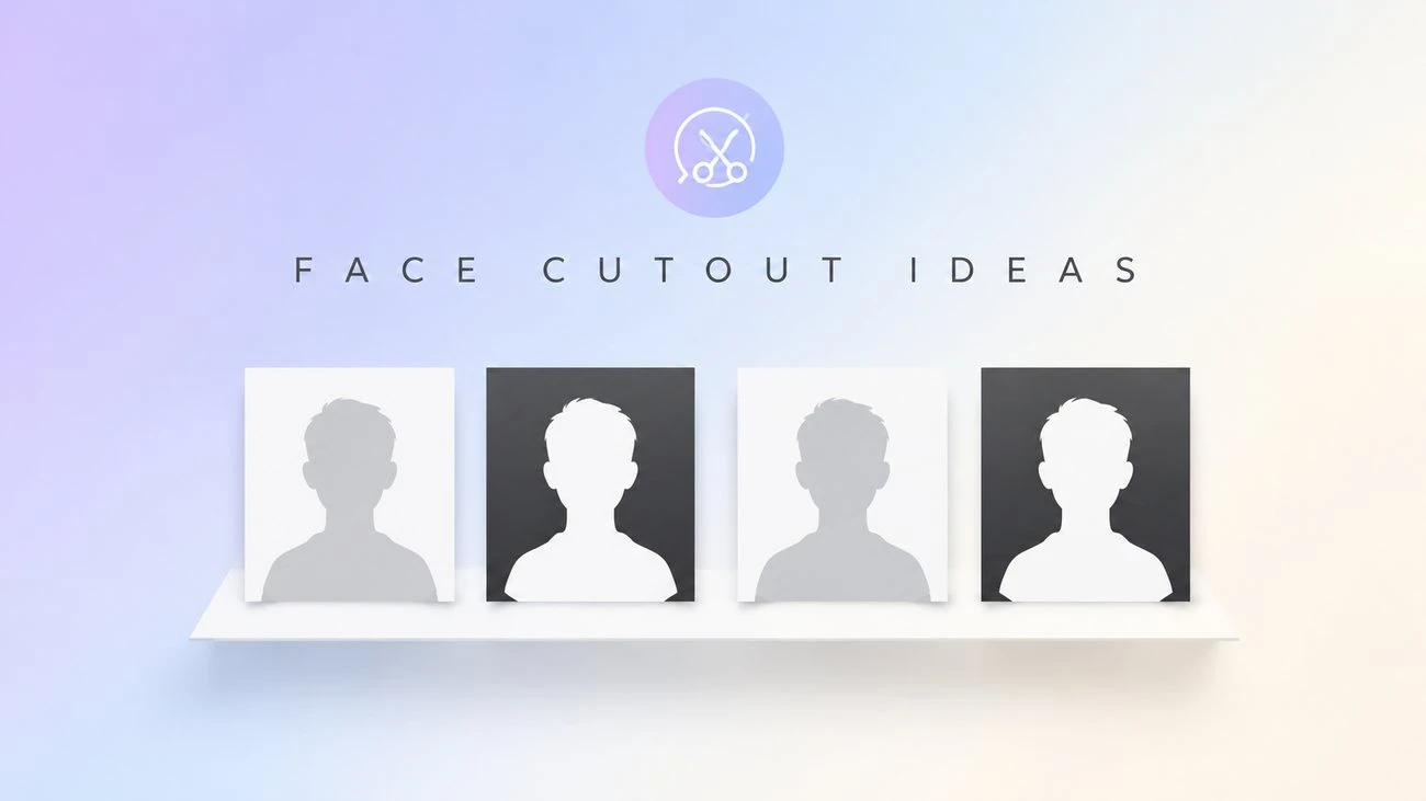 Editorial illustration of four clean paper-cutout head silhouettes shown on a light card and a dark card.