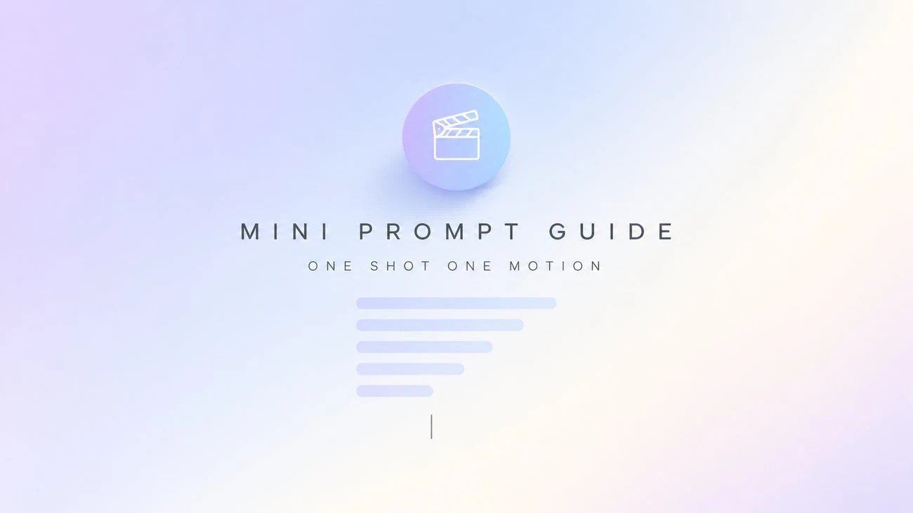 Seedance 2.0 Mini prompt guide hero card with the labels MINI PROMPT GUIDE and ONE SHOT ONE MOTION