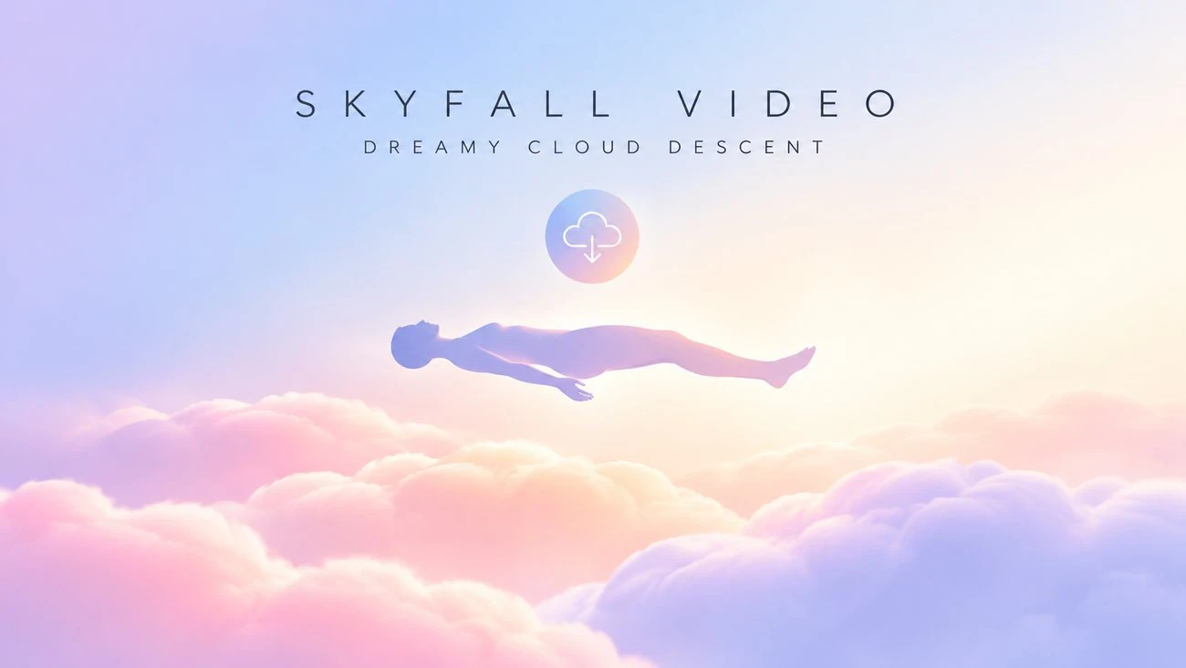Original editorial illustration of an abstract figure floating above layered sunset clouds