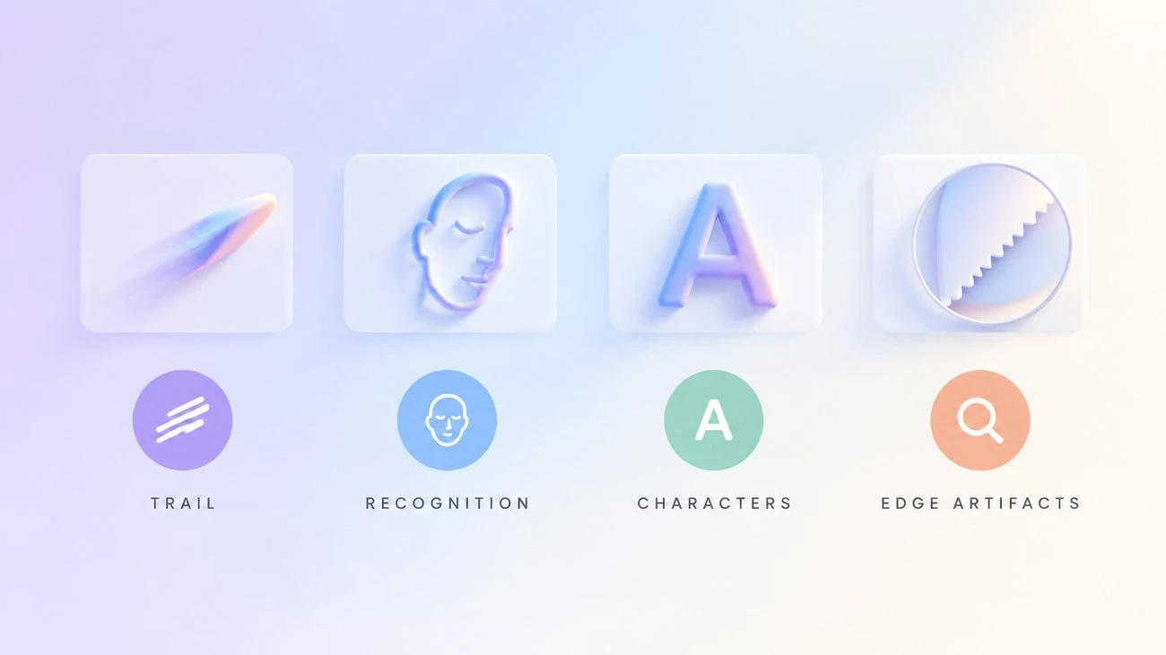 TRACE deblur review checks: trail, recognition, characters, and edge artifacts