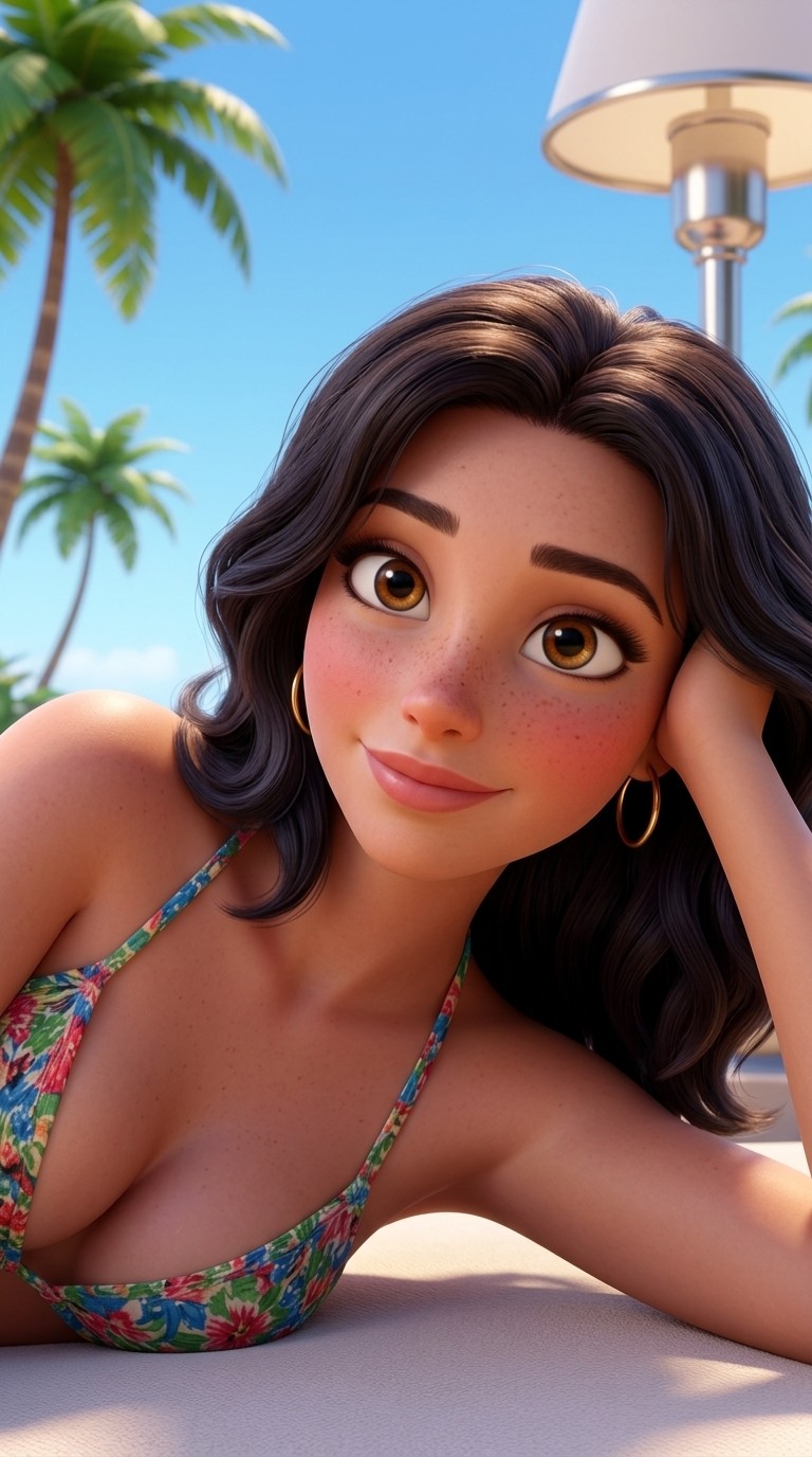Beach portrait transformed into polished Disney-inspired princess glow art