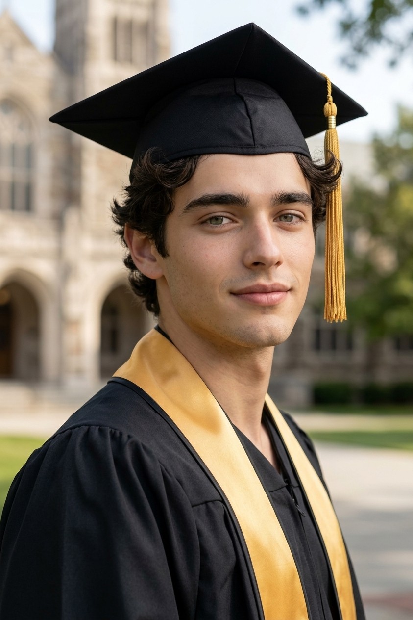 Portrait transformed into a polished graduation photo